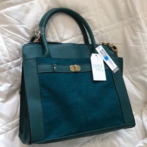 NWT Time and Tru forest green satchel